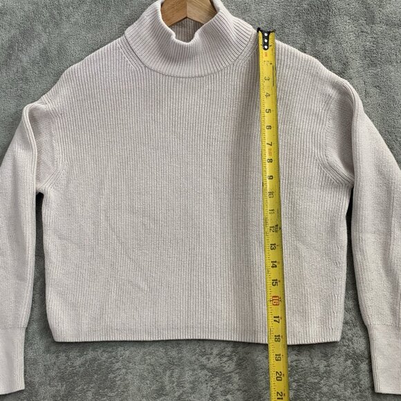 Lululemon Sweater Womens 2 Ribbed Merino Wool Blend Turtleneck Heathered Natural - Picture 2 of 8